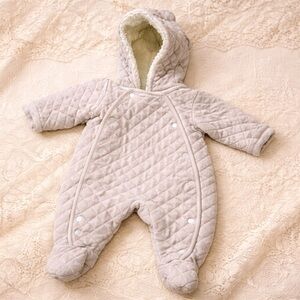 Cozy Quilted Creamy Gray Nordstrom Newborn One Piece Bunting